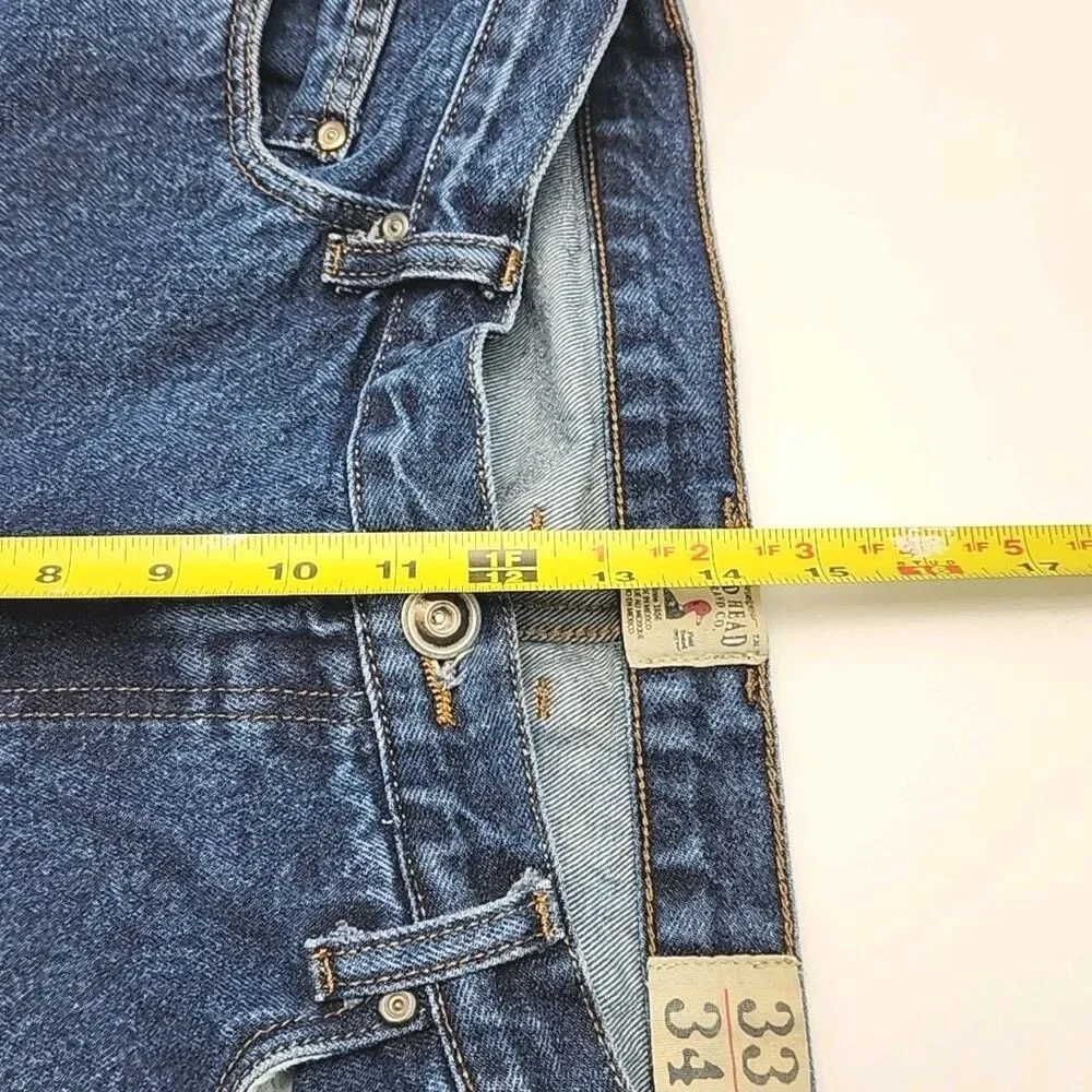 Red Head Jeans Men Sz 33 x 34 Dark Wash Denim Blue 100% Cotton Straight Pants